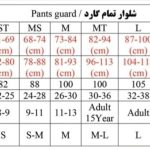 جدول سایز شلوار تمام گارد کودکان